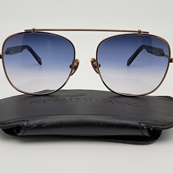 Westward Leaning Malcom No Middle 07 Rose Gold Frame Navy Blue Lens Sunglasses main image 13